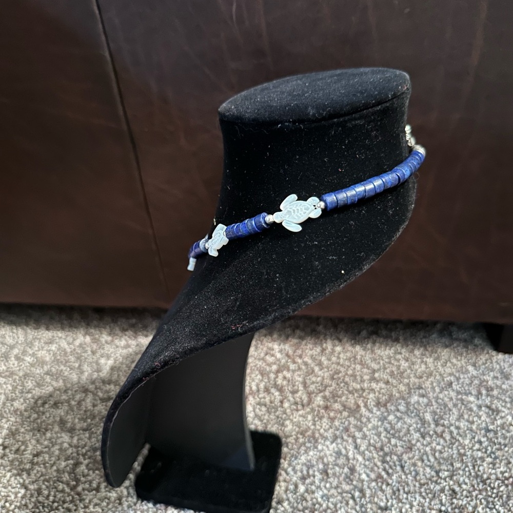 Hand Crafted Lapis Lazuli & Mother of Pearl Turtles and Sterling Silver - Picture 2 of 4